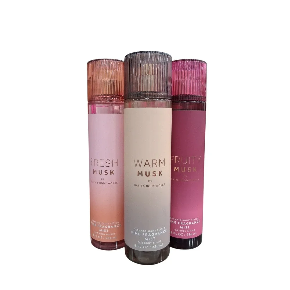 Limited Edition Bath & Body Works 3 pcs Bundle of Musk‎ Aroma Warm Fresh Fruity